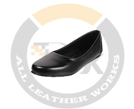 Ladies black flat leather safety shoe by Safety Shoes Manufacturer – DSK Safety